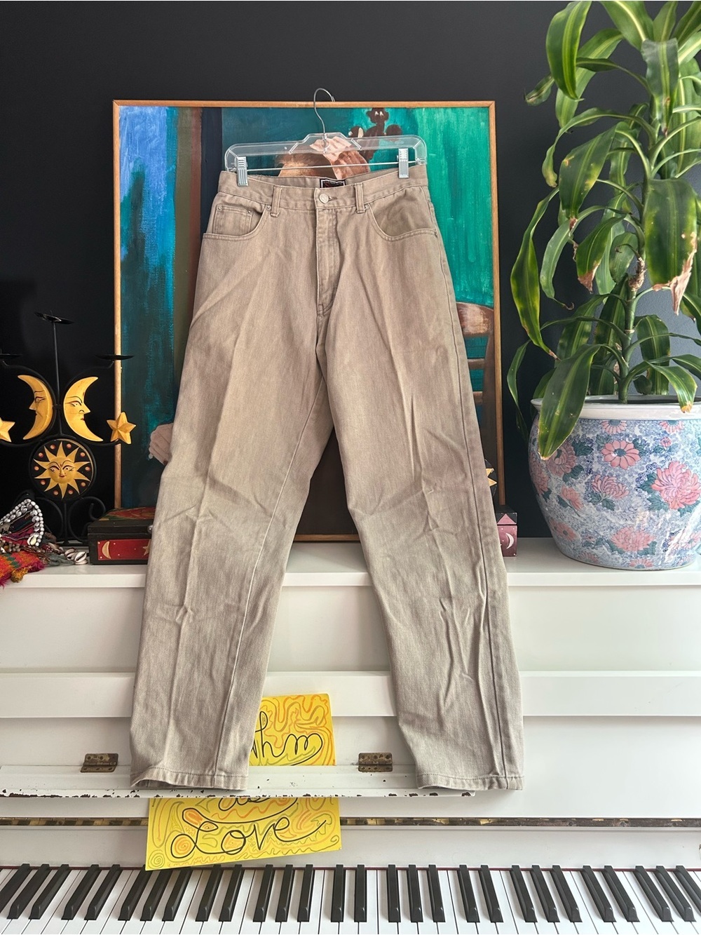 Vintage 90s Tapered Leg Khaki Jeans | Unisex Fit